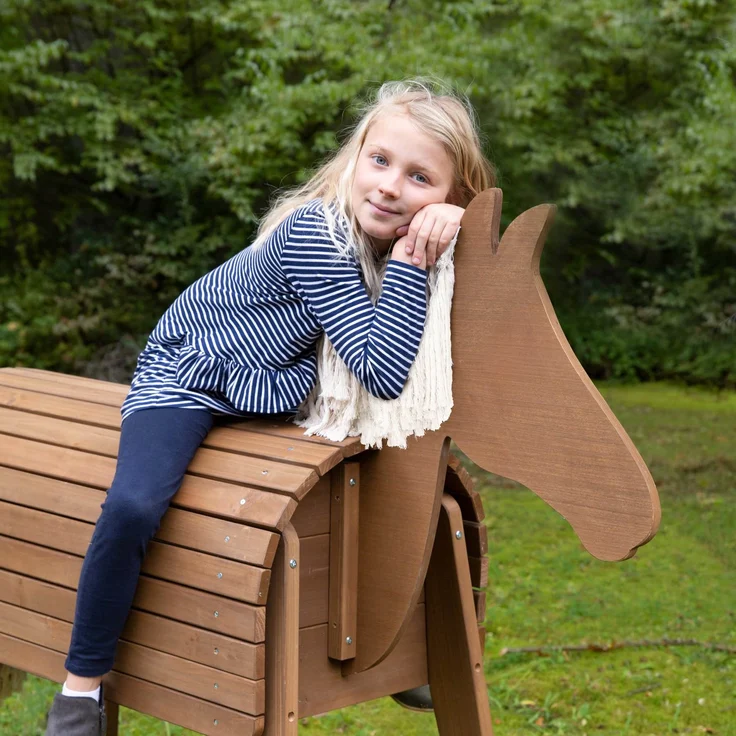 Roba 'Outdoor- & Gartenpferd', teakfarben, Spielpferd aus Massivholz, mit Mähne und Schweif, auch als Voltigierpferd geeignet, ab 3 Jahren - Preisvergleich – Bild 5