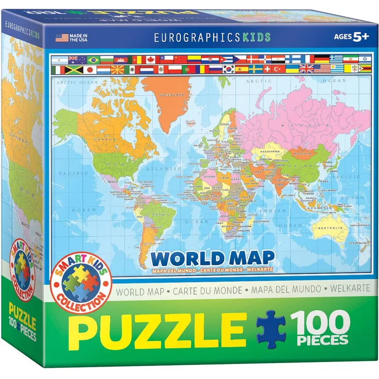 Eurographics Kids World Map Puzzle, 100 Teile