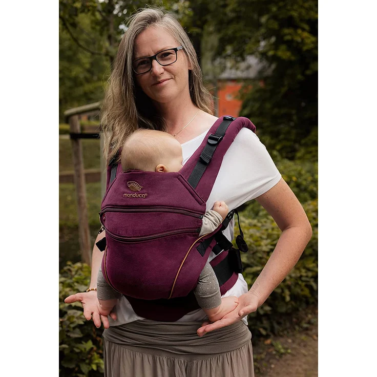 manduca Babytrage XT Cotton DenimBerry-Toffee – Bild 4