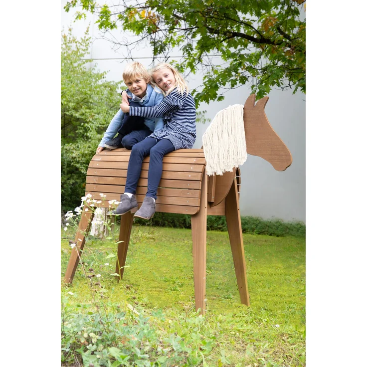 Roba 'Outdoor- & Gartenpferd', teakfarben, Spielpferd aus Massivholz, mit Mähne und Schweif, auch als Voltigierpferd geeignet, ab 3 Jahren - Preisvergleich – Bild 7