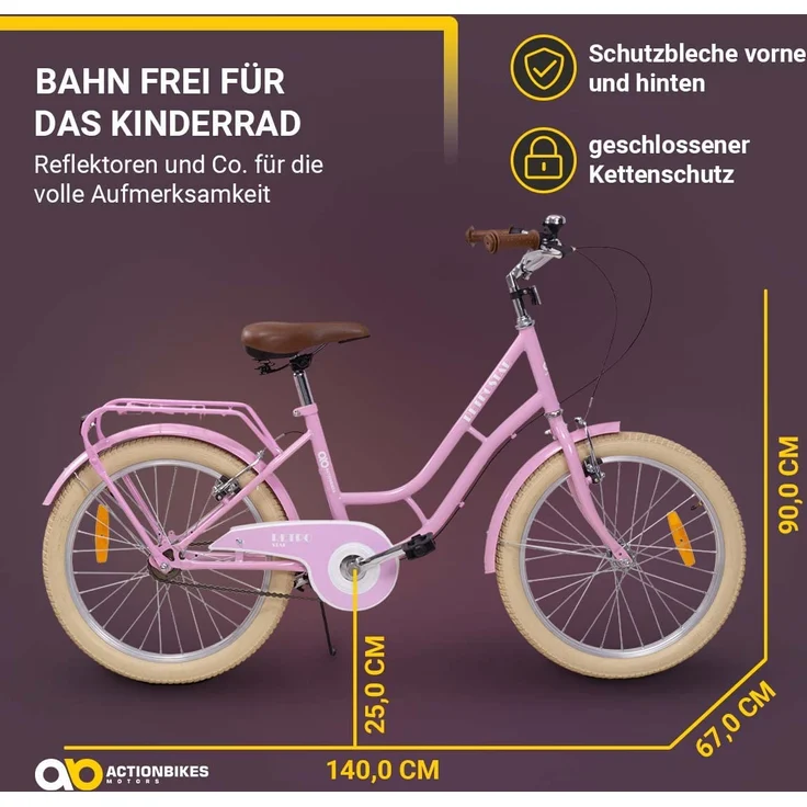 Kinderfahrrad Retrostar 20 Zoll Kinder Mädchen Fahrrad rosa retro Kinderrad – Bild 7