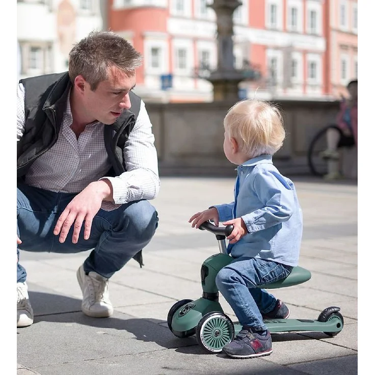 Scoot & Ride 'Highwaykick 1' Kickboard, ab 12 Monaten, 3-fach höhenverstellbar bis 64 cm, 2in1 mit Sitz, max. belastbar bis 50 kg, forest – Bild 4