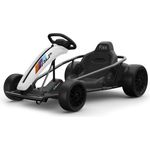 ES Toys 'e-Gokart' Kinder Elektroauto, mit 24V und Driftfunktion, 2x 12V9AH Akku und 2 Motoren, max. belastbar bis 60 kg, schwarz/weiß