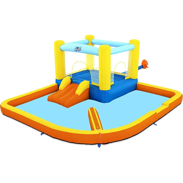 Bestway H2OGO! 'Beach Bounce' Wasserpark, 365 x 340 x 152 cm, ab 3 Jahren, Planschbecken mit Rutsche und Hüpfburg