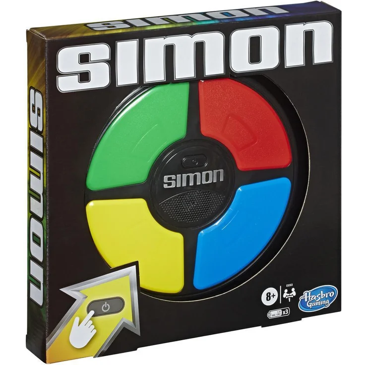 Hasbro 'Simon' elektronisches Reaktionsspiel, ab 8 Jahren, trainiert Merkfähigkeit durch steigenden Schwierigkeitsgrad – Bild 3