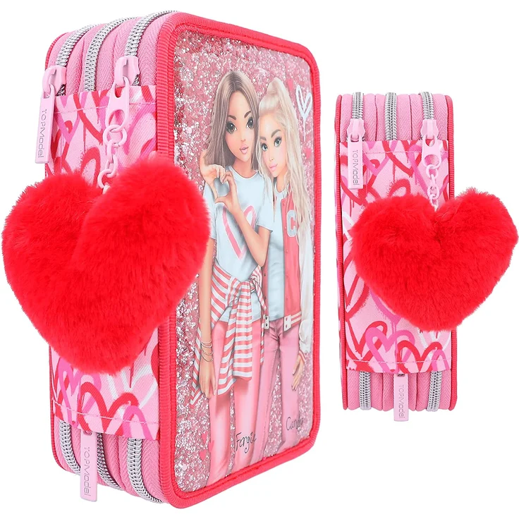 Depesche '3-Fach Federtasche TOPModel ONE LOVE', mit Glitzer, befüllt, rot/pink – Bild 8