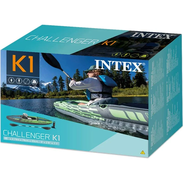 Intex 68305NP 'Challenger K1', Kajak-Set, für 1 Person, max. Tragkraft 100 kg, grün/blau – Bild 4