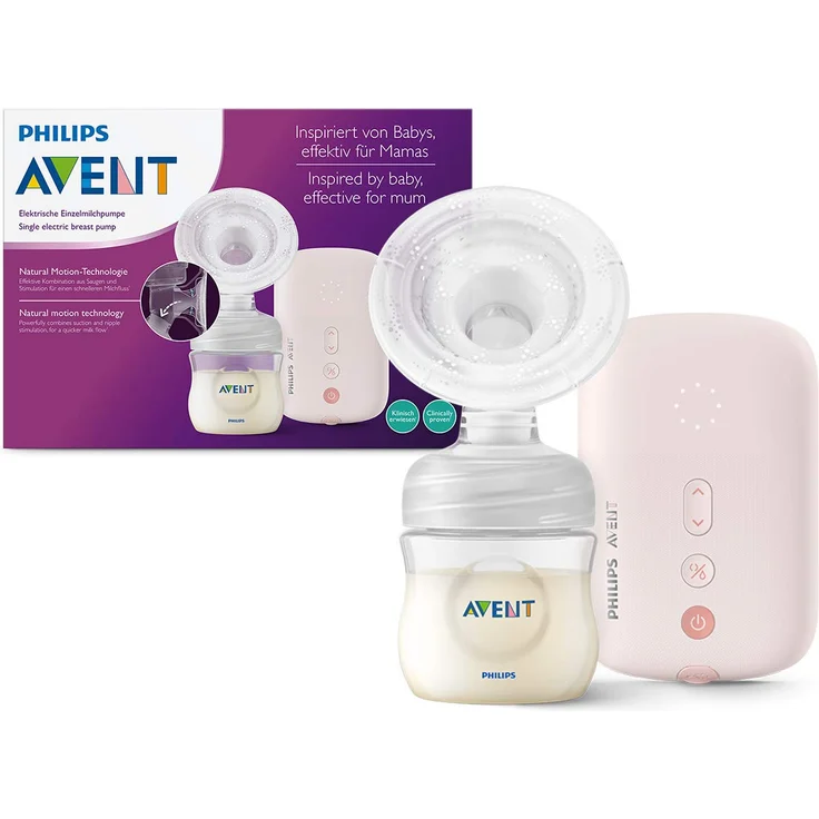 Philips Avent 'SCF395/11' Elektrische Milchpumpe Rosa, inkl. leiser Motor, Einzelpumpe, Stilleinlagen, 125 ml Flasche – Bild 2