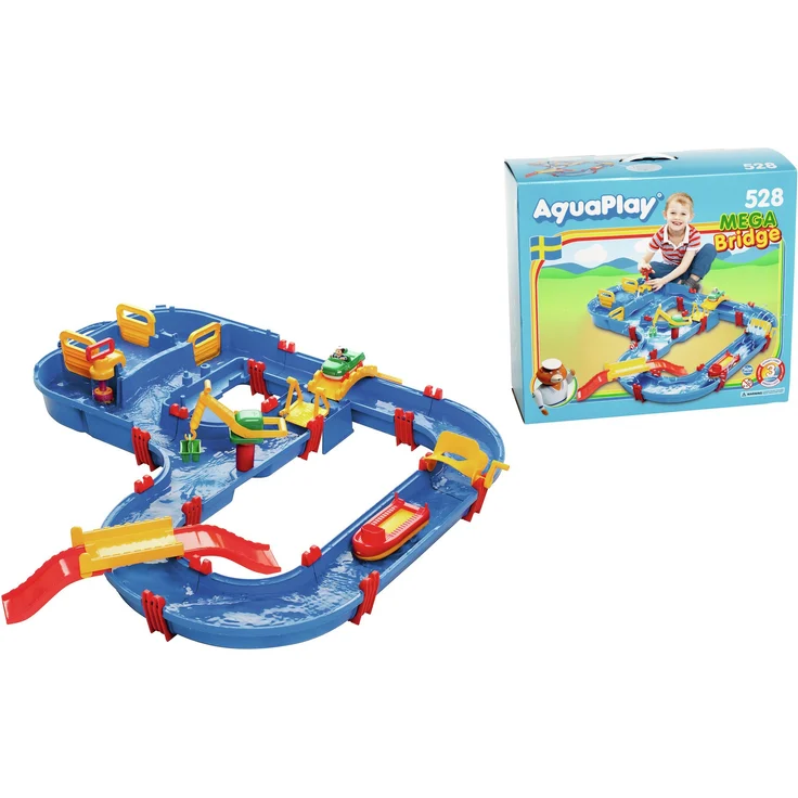 AquaPlay 'Megabridge' Wasserstraße, 105 x 120 x 22 cm, inkl. Schleuse, Hafenstation, Wasserfahrzeug, Schiff und Spielfigur – Bild 2