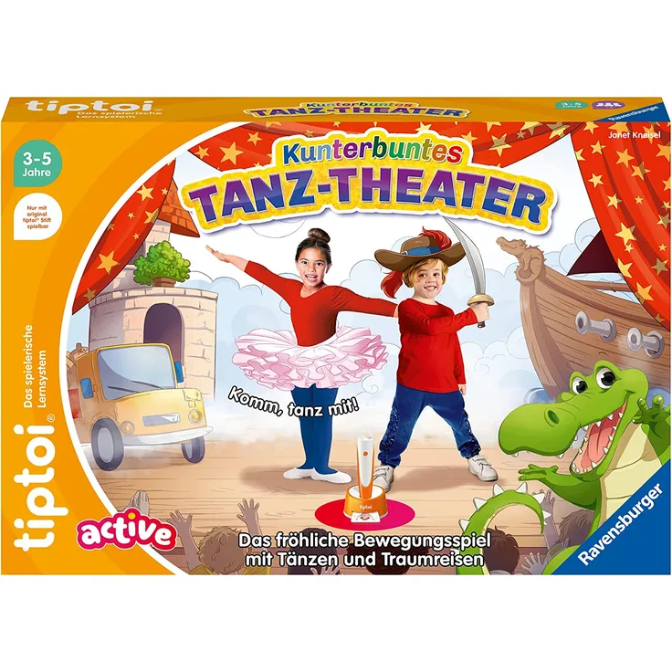 Ravensburger tiptoi ACTIVE Spiel 00128 'Kunterbuntes Tanz-Theater', Bewegungsspiel ab 3 Jahren, 1-6 Spieler