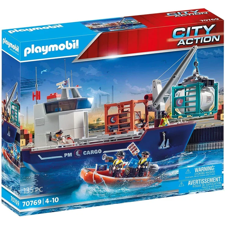 Playmobil City Action 70769 'Großes Containerschiff mit Zollboot', 135 Teile, ab 4 Jahren – Bild 1