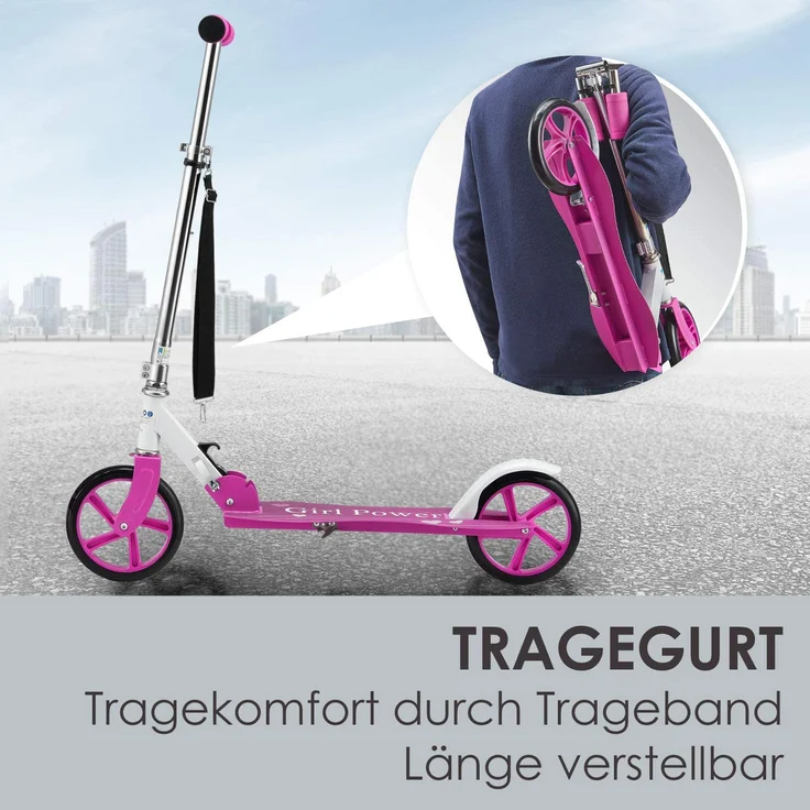 ArtSport 24620 'Cityroller Girl Power' Scooter, ab 3 Jahren, 3-fach höhenverstellbar bis 106 cm, klappbar, max. belastbar bis 100 kg, pink – Bild 4