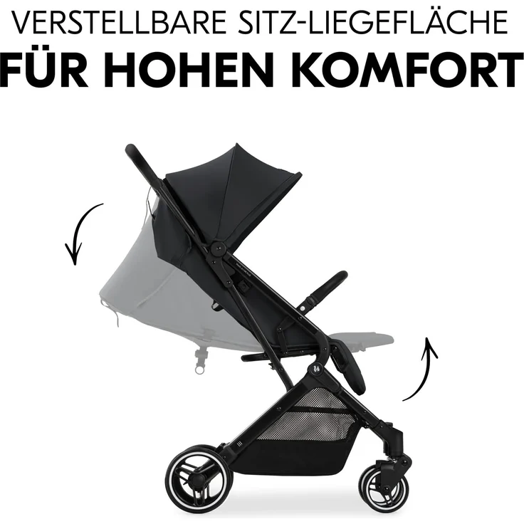 Hauck 'Travel N Care Plus' Reisebuggy, UV-Schutz 50+, bis 25 kg belastbar (22 kg Kind + 3 kg Korb), faltbar, Black – Bild 5