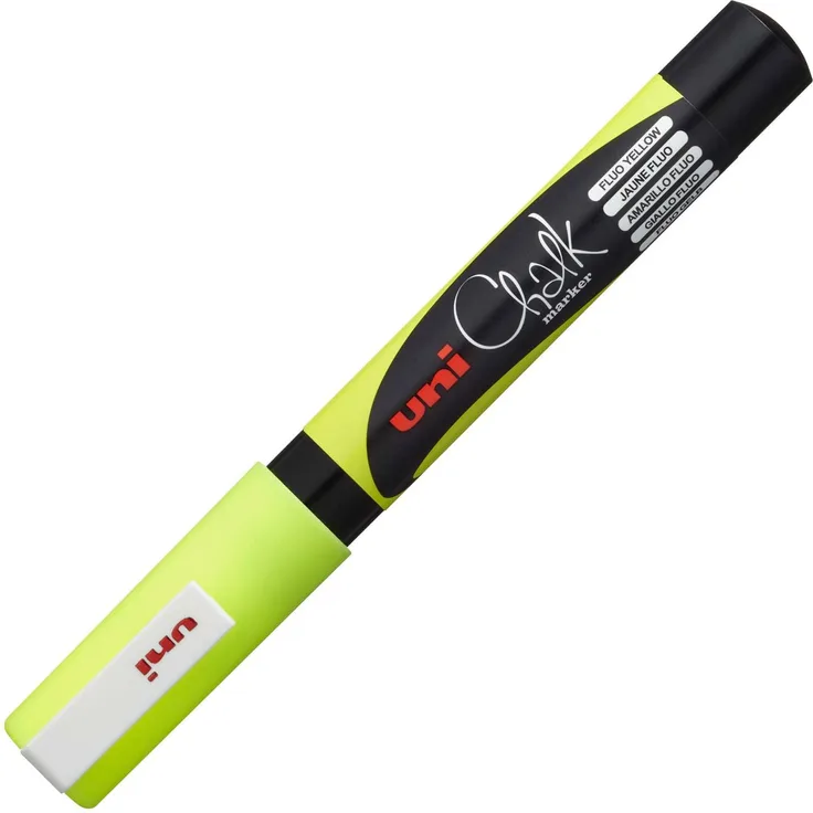 Uni - Chalk Marker PWE-3MS 0,9-1,3 mm Rundspitze, 1 Stück, Gelb