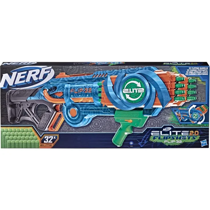 Nerf 'Elite 2.0 Flipshots Flip-32' Blaster, ab 8 Jahren, 32 Läufe, Hebel-Action, blaugrau/orange – Bild 2