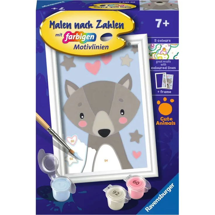 Ravensburger Malen nach Zahlen 20289 - Kleiner Wolf – Kinder ab 7 Jahren