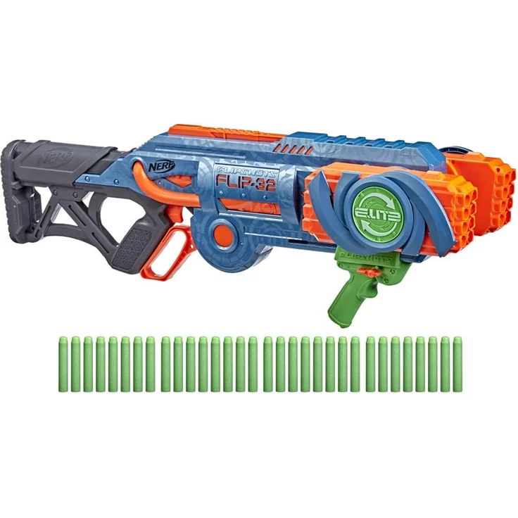 Nerf 'Elite 2.0 Flipshots Flip-32' Blaster, ab 8 Jahren, 32 Läufe, Hebel-Action, blaugrau/orange – Bild 3