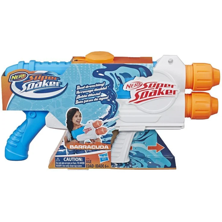 Nerf Super Soaker 'Barracuda' Wasserblaster, 1 Liter Wassertank, bis zu 9 Meter Reichweite, mit zwei Läufen, ab 6 Jahren – Bild 2