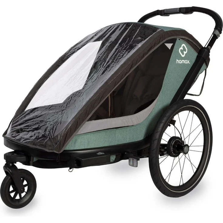 HAMAX Cocoon Two 2023 | Grün/Schwarz | Kinderfahrradanhänger – Bild 1