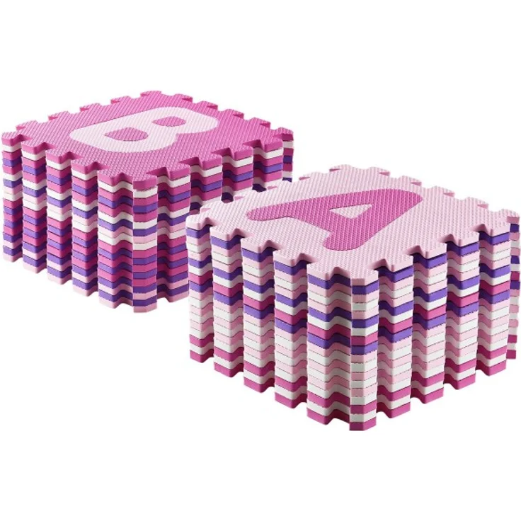Juskys 'Juna' Puzzlematte, 36 Teile mit Buchstaben A-Z & Zahlen 0-9 - rutschfest, rosa – Bild 3