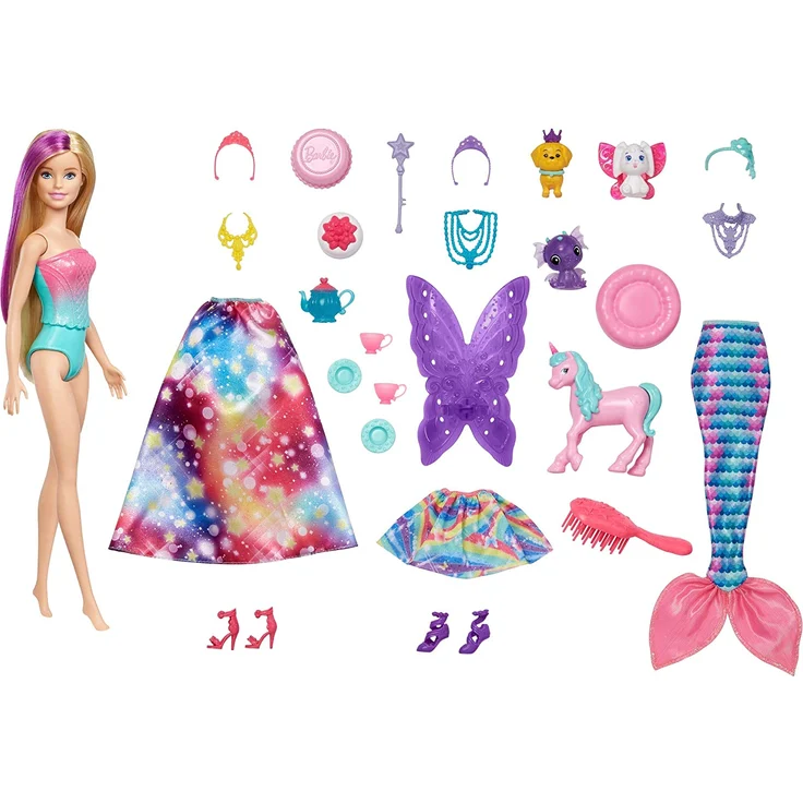 Mattel GJB72 'Barbie Fairytale' Adventskalender inkl. Puppe, Outfits, Zubehör-Teilen und Accessoires, ab 3 Jahren – Bild 2