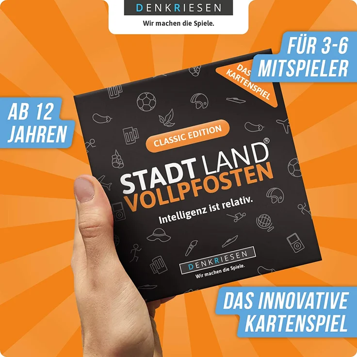 DENKRIESEN 'STADT LAND VOLLPFOSTEN – Das Kartenspiel – Classic Edition', ab 12 Jahren, 3 - 6 Spieler, 30 min Spielzeit – Bild 3