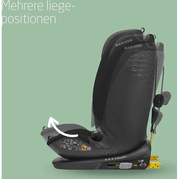 Maxi-Cosi Titan Plus i-Size, mitwachsender ISOFIX-Kindersitz, G-CELL-Seitenaufprallschutz, 4 Liegepositionen, weiche Schaumstoffpolster in Kopfstütze, 76-150 cm, 15 Monate - 12 Jahre, Authentic Black – Bild 4