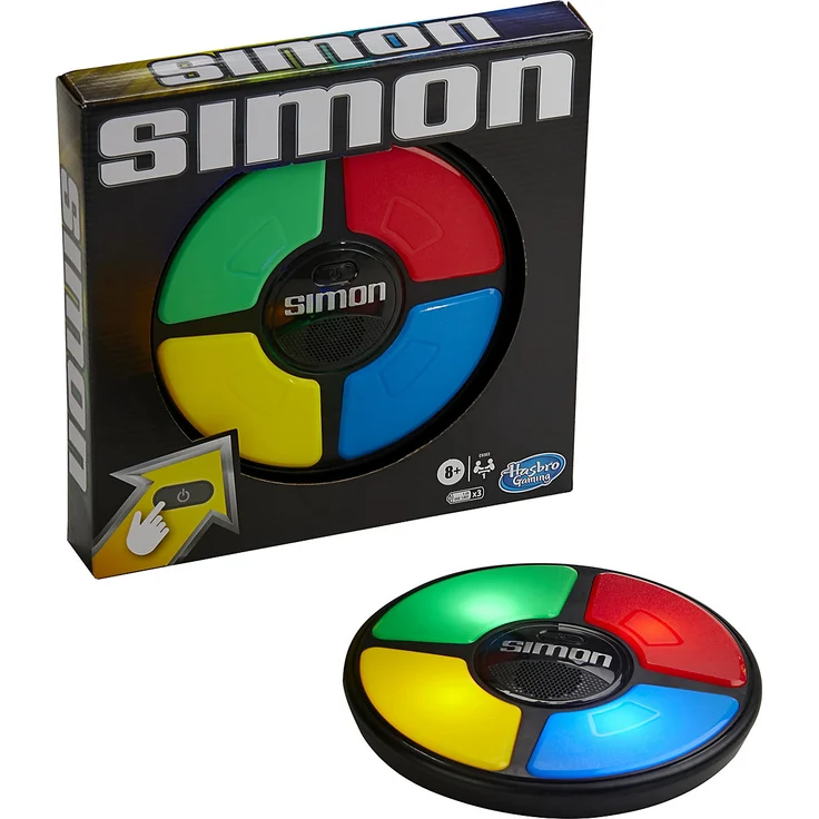 Hasbro 'Simon' elektronisches Reaktionsspiel, ab 8 Jahren, trainiert Merkfähigkeit durch steigenden Schwierigkeitsgrad – Bild 1