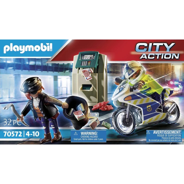 Playmobil City Action 70572 'Polizei-Motorrad: Verfolgung des Geldräubers', 32 Teile, ab 4 Jahren – Bild 3