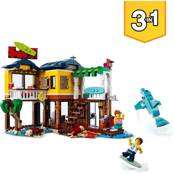 LEGO Creator 3-in-1 31118 'Surfer-Strandhaus', 564 Teile, ab 8 Jahren, drei Baumöglichkeiten, Surfer-Hütte, Leuchtturm und Poolhaus – Bild 3