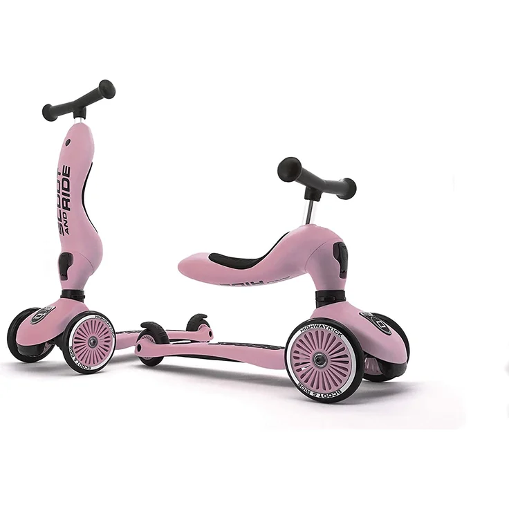 Scoot & Ride 'Highwaykick 1' Kickboard, ab 12 Monaten, 3-fach höhenverstellbar bis 64 cm, 2in1 mit Sitz, max. belastbar bis 50 kg, rose – Bild 3