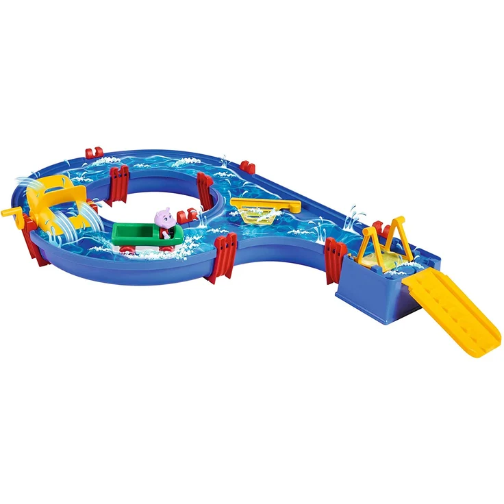 AquaPlay 'Amphie-Set' Wasserbahn, 90 x 51 x 11 cm, inkl. Wasserfahrzeug mit 2 Spielfiguren, Paddelrad, Auffahrt und kleiner Fähre – Bild 1