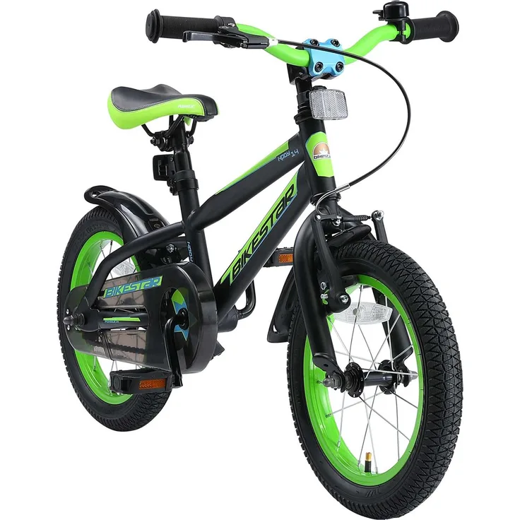 Bikestar Kinderfahrrad, 1 Gang, 14 Zoll, schwarz/grün