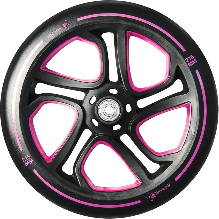 Muuwmi 466 'Aluminium Pro 215 mm' Scooter, ab 6 Jahren, 3-fach höhenverstellbar bis 97 cm, klappbar, max. belastbar bis 100 kg, schwarz/pink – Bild 5