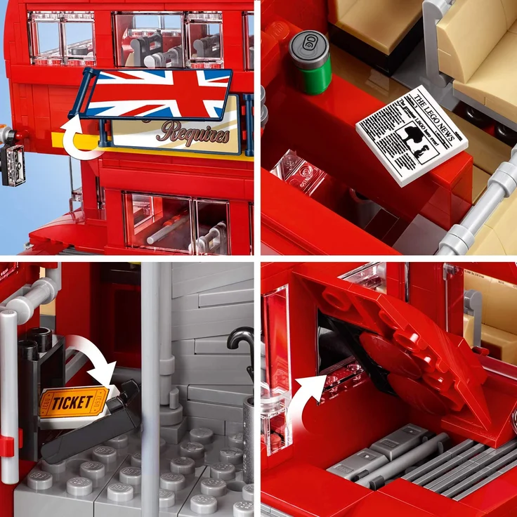 LEGO Creator Expert 10258 'Londoner Bus', 1686 Teile, ab 16 Jahren, Doppeldeckerbus mit authentischen Details – Bild 8