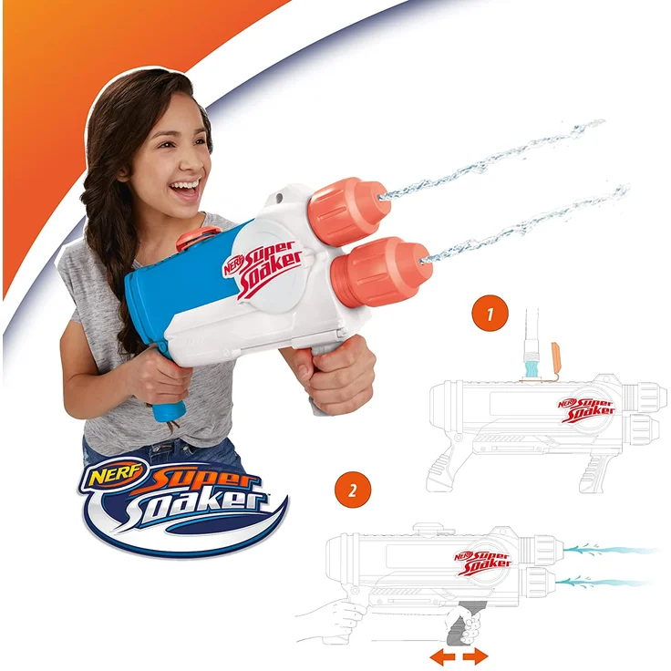 Nerf Super Soaker 'Barracuda' Wasserblaster, 1 Liter Wassertank, bis zu 9 Meter Reichweite, mit zwei Läufen, ab 6 Jahren – Bild 3