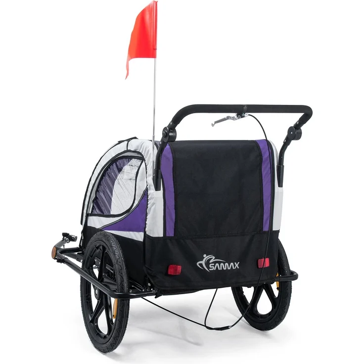 SAMAX 'Jogger 2in1' Fahrradanhänger Lila/Black, 2-Sitzer – Bild 6