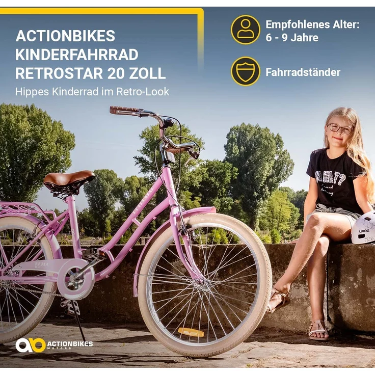 Kinderfahrrad Retrostar 20 Zoll Kinder Mädchen Fahrrad rosa retro Kinderrad – Bild 5