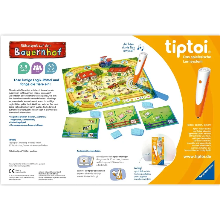 Ravensburger tiptoi Spiel 00125 'Rätselspaß auf dem Bauernhof' Lernspiel, ab 3 Jahren, lehrreiches Logikspiel für Jungen und Mädchen, für 1-4 Spieler – Bild 2