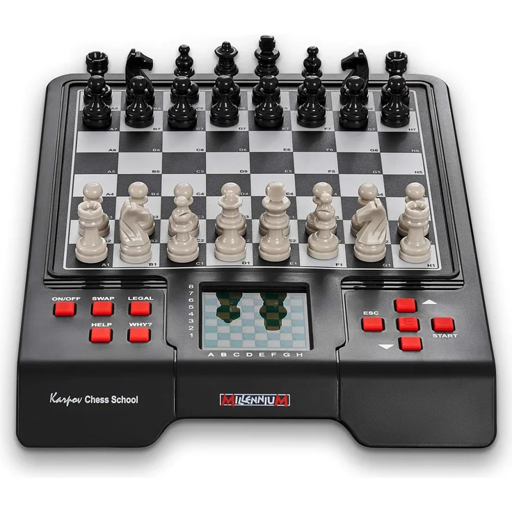 Millennium 'Karpov Schachschule' Brettspiel, ab 7 Jahren, 1 - 2 Spieler, Schachcomputer inkl. Schachbuch – Bild 1