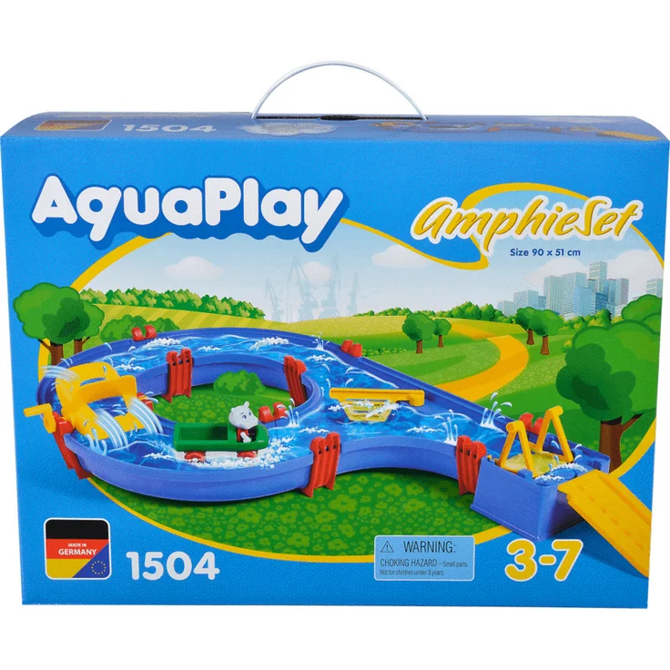 AquaPlay 'Amphie-Set' Wasserbahn, 90 x 51 x 11 cm, inkl. Wasserfahrzeug mit 2 Spielfiguren, Paddelrad, Auffahrt und kleiner Fähre – Bild 3