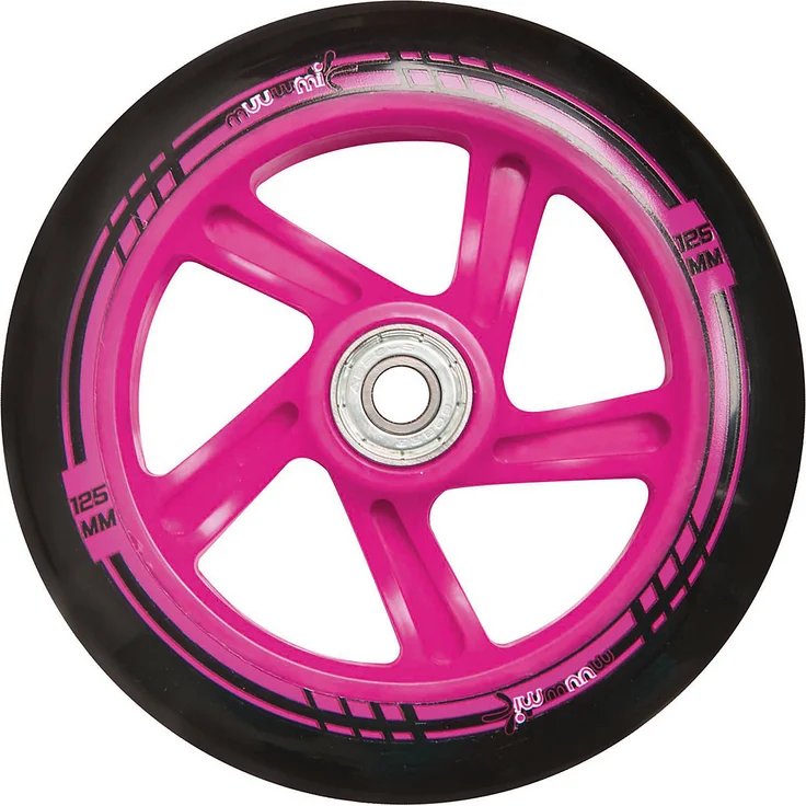 Muuwmi 347 'Aluminium Scooter 125 mm' Scooter, ab 6 Jahren, 2-fach höhenverstellbar bis 68 cm, klappbar, max. belastbar bis 100 kg, weiß/pink – Bild 4