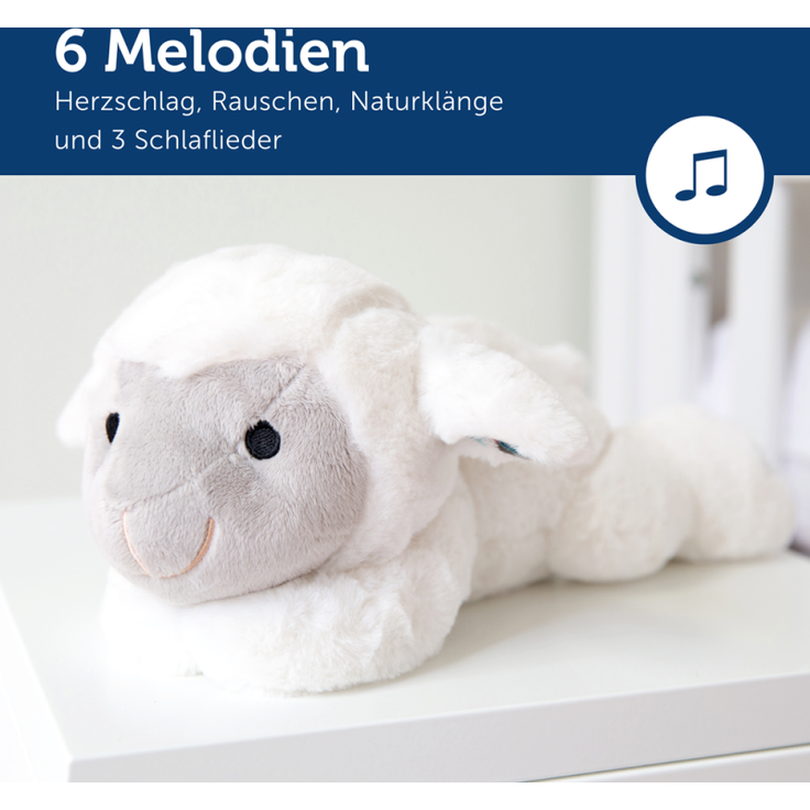 Kuscheltier Lamm Liz mit Herzschlagsimulation