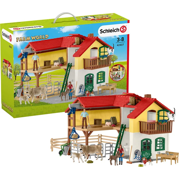 Schleich Farm World 42407 'Bauernhaus mit Stall und Tieren' ab 3 Jahren, 52 Teile