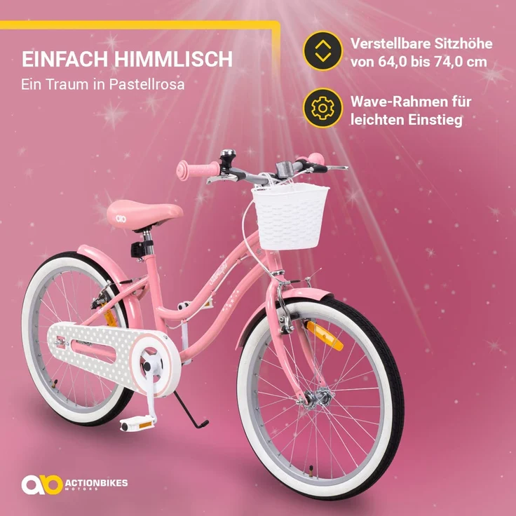 Kinderfahrrad Starlight 20 Zoll Kinder Mädchen Fahrrad rosa Kinderrad Klingel – Bild 2