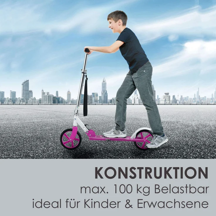 ArtSport 24620 'Cityroller Girl Power' Scooter, ab 3 Jahren, 3-fach höhenverstellbar bis 106 cm, klappbar, max. belastbar bis 100 kg, pink – Bild 7