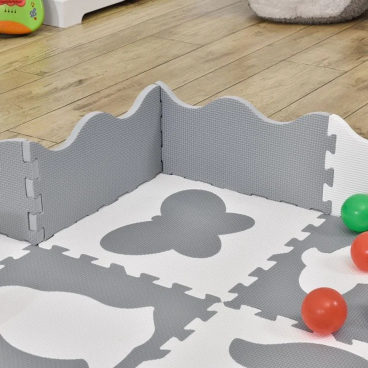 Juskys 'Timon' Puzzlematte, 36 Teile mit 16 Tieren in grau weiß, rutschfest & abwischbar – Bild 7