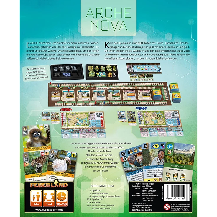 Feuerland Spiele 'Arche Nova', Brettspiel, 1-4 Personen, ab 14 Jahren, Deutscher Spiele Preis 2022 – Bild 4