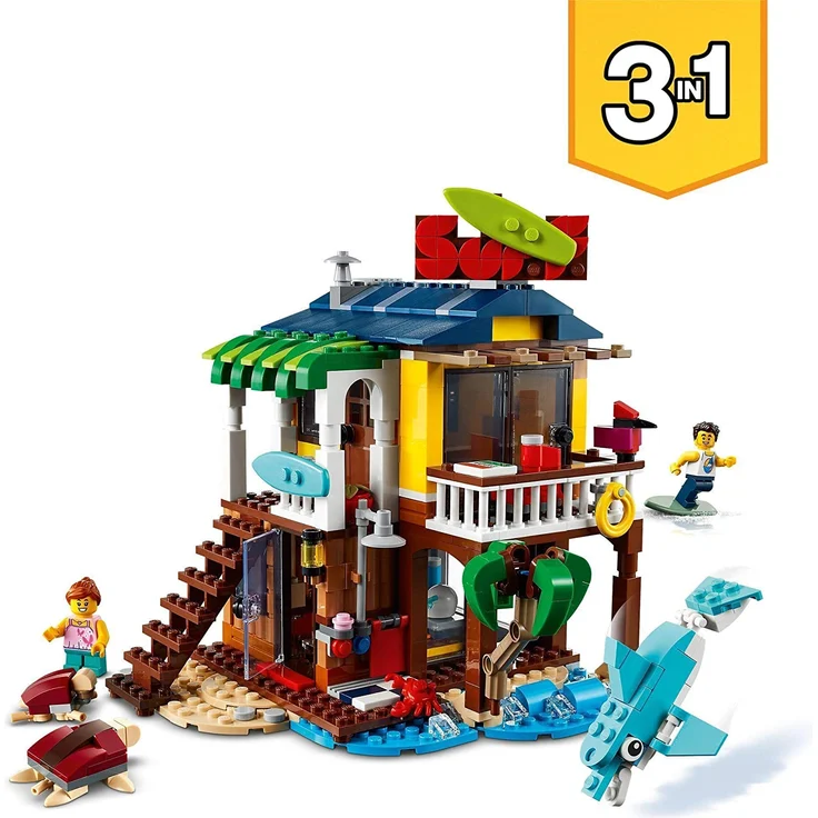 LEGO Creator 3-in-1 31118 'Surfer-Strandhaus', 564 Teile, ab 8 Jahren, drei Baumöglichkeiten, Surfer-Hütte, Leuchtturm und Poolhaus – Bild 4