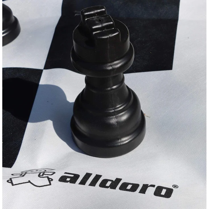 alldoro 60080 'Garten Schach', Outdoor Schachspiel, Gartenschach mit 32 Schachfiguren, Tragetasche, große Spielmatte (158 x 158 cm) mit Schachbrett Muster, ab 3 Jahre – Bild 2